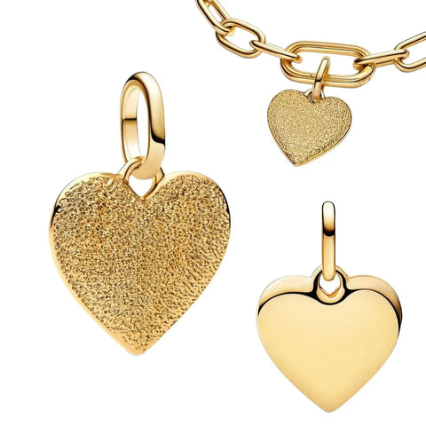 Gold Heart With Chain Charm - Gold Heart With Chain Pandora Charm