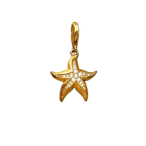 Gold Starfish Charm Diamonds Yellow Accent Charm - Gold Starfish Charm Diamonds Yellow Accent Charm - Compatible with Pandora Bracelets