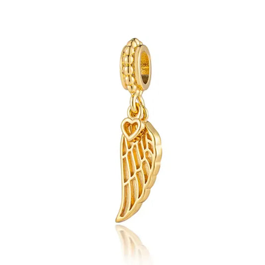 Gold Wing Charm with Heart Detailing