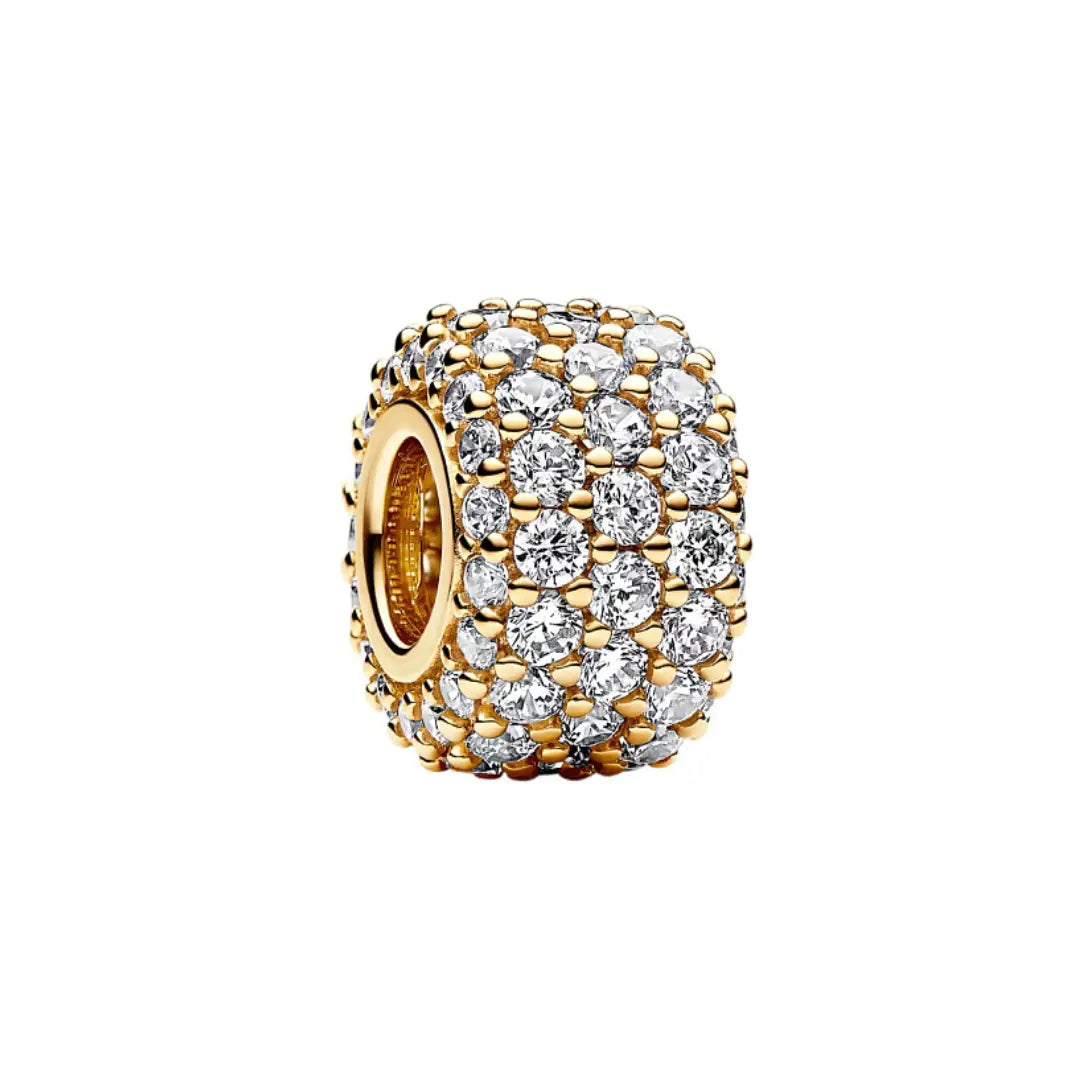 Gold Sparkling Pave Barrel Charm