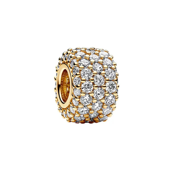 Gold Sparkling Pave Barrel Charm - Gold Sparkling Pave Barrel Charm