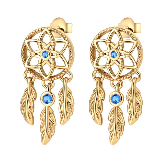 Golden Dreamcatcher Dangle Earrings