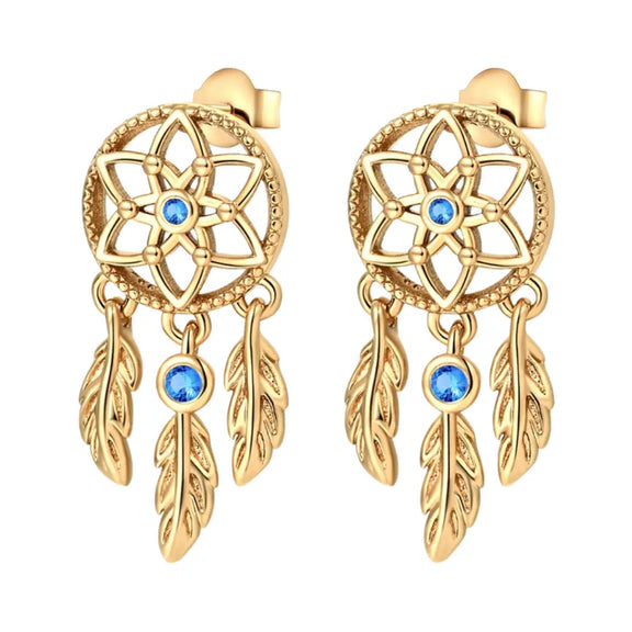 Golden Dreamcatcher Dangle Earrings - Golden Dreamcatcher Dangle Earrings