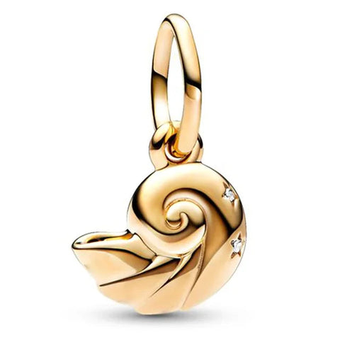 Golden Seashell Charm with Crystal Accents - Golden Seashell Charm with Crystal Accents