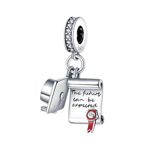 Graduation Hat and Scroll Double Dangle Charm - Graduation Hat and Scroll Double Dangle Charm
