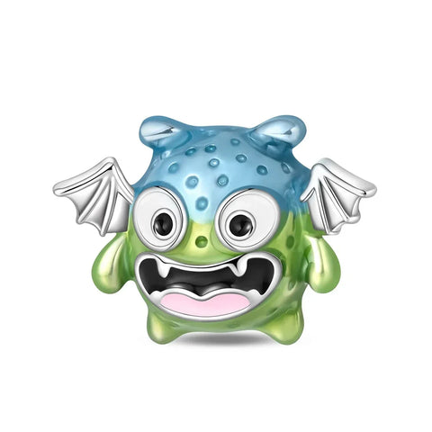Green Blue Monster Wings Charm Cyan Accent Charm - Green Blue Monster Wings Charm Cyan Accent Charm - Compatible with Pandora Bracelets