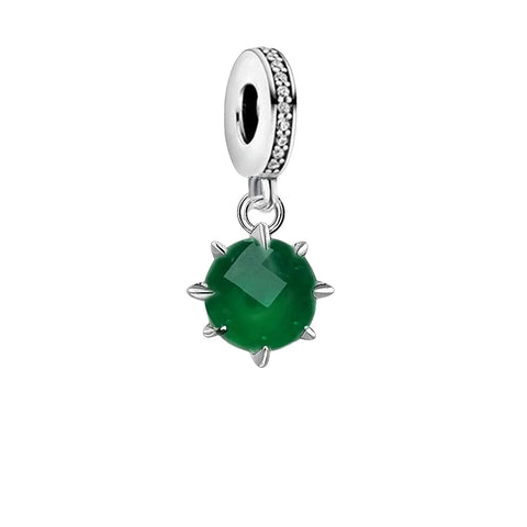 Green Stone Charm Diamond Clasp Accent Charm - Green Stone Charm Diamond Clasp Accent Charm - Compatible with Pandora Bracelets