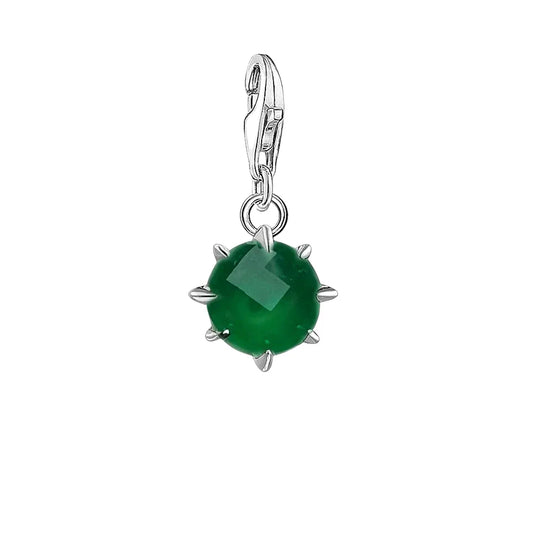 Green Stone Charm Spike Accent Charm - Compatible with Pandora Bracelets