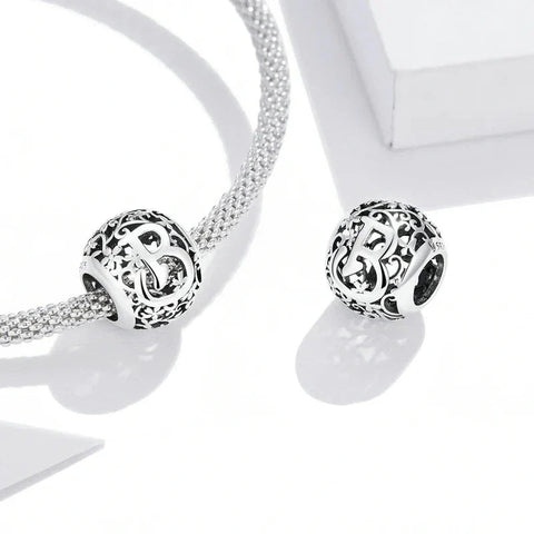 Silver Letter B Bead - Silver Letter B Bead