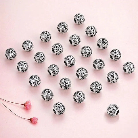 Silver Letter Y Round Bead - Silver Letter Y Round Bead