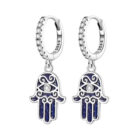 Hamsa Hand Protection Hoop Earrings - Hamsa Hand Protection Hoop Earrings
