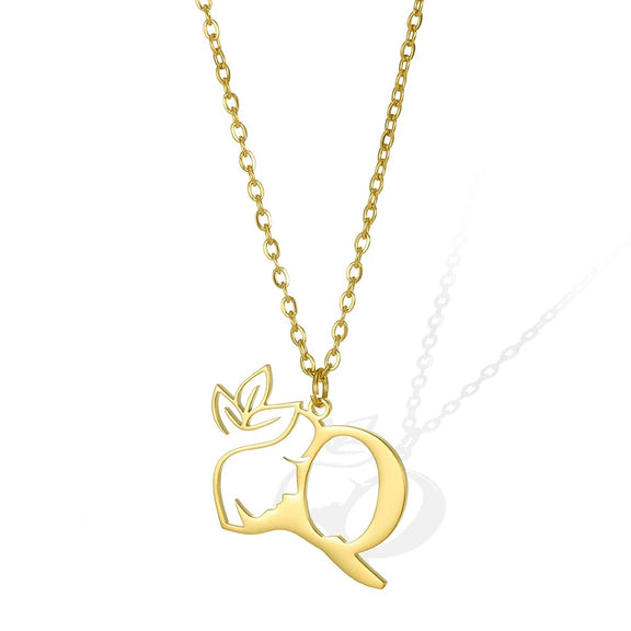 Elegant Leaflet Necklace – A Timeless Piece for Every Occasion A to Z letters - E: Exquisite gold necklace featuring an 'E' pendant and a stylish leaflet.