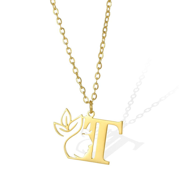 Elegant Leaflet Necklace – A Timeless Piece for Every Occasion A to Z letters - S: Stunning gold necklace featuring an 'S' pendant and a beautifully crafted leaflet.