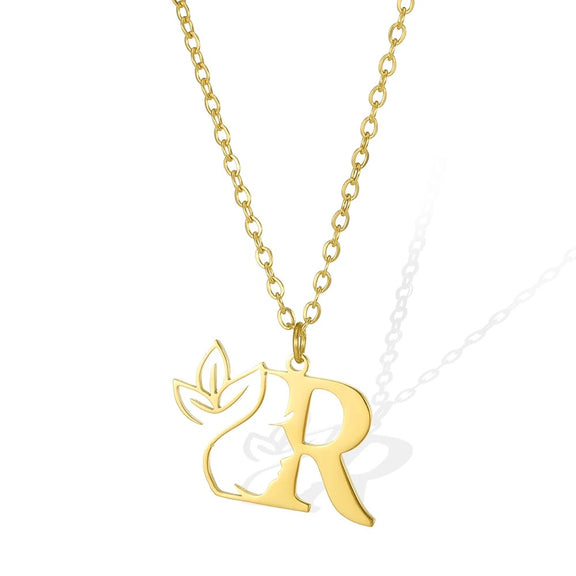 Elegant Leaflet Necklace – A Timeless Piece for Every Occasion A to Z letters - Q: Quaint gold necklace featuring a 'Q' pendant and a detailed leaflet.