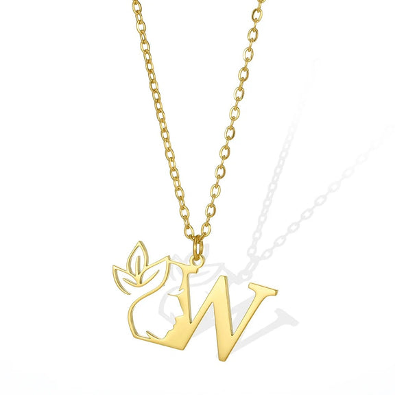 Elegant Leaflet Necklace – A Timeless Piece for Every Occasion A to Z letters - V: Vivid gold necklace with a 'V' pendant and a stylish leaflet design.