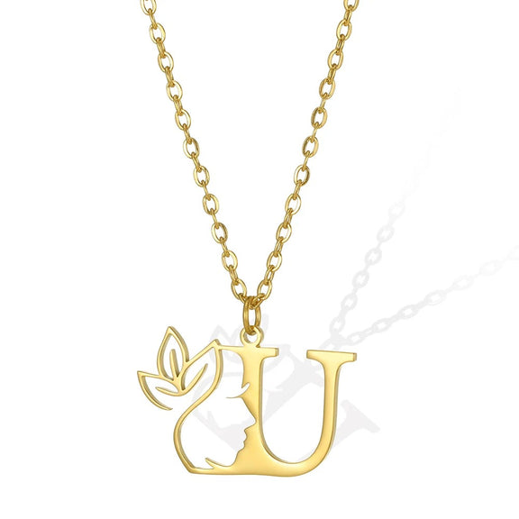 Elegant Leaflet Necklace – A Timeless Piece for Every Occasion A to Z letters - T: Timeless gold necklace with a 'T' pendant and an elegant leaflet.