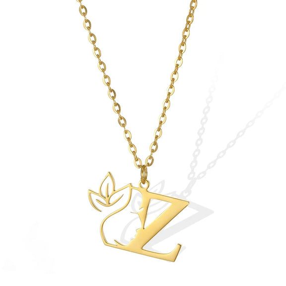 Elegant Leaflet Necklace – A Timeless Piece for Every Occasion A to Z letters - Z: Zestful gold necklace with a 'Z' pendant and a beautifully crafted leaflet.