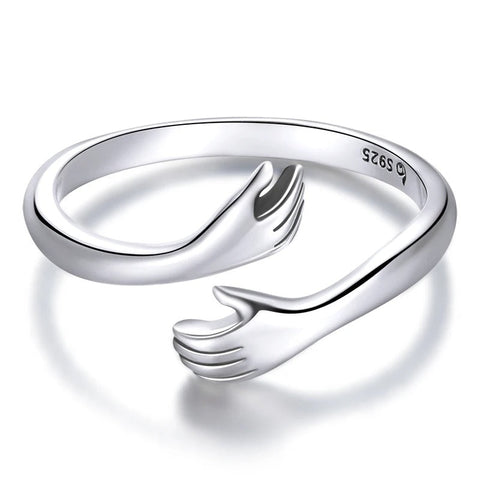 Hand Hug Silver Open Ring - Hug Silver Open Ring