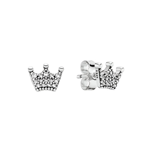 Sterling silver crown stud earbands with sparkling crystals, featuband a sophisticated.