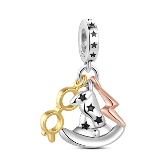Harry Potter- Glasses, Sorting Hat And Lightning Bolt Dangle Charm