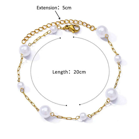 Pearl Bead in Gold Ankle Bracelet - Pearl Bead in Gold Ankle Bracelet