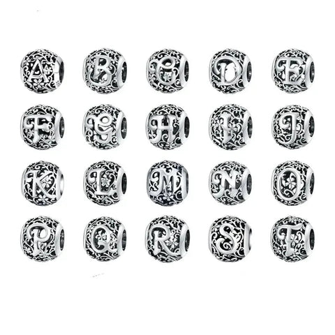 Silver Letter Z Round Bead