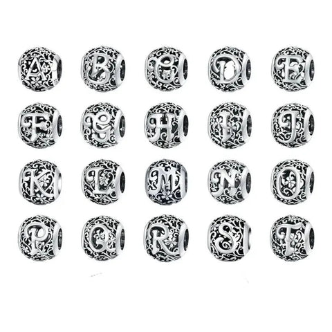 Silver Letter W Bead - Silver Letter W Bead