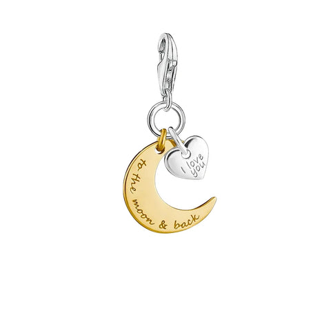 Heart Moon Yellow Accent Charm - Compatible with Pandora Bracelets