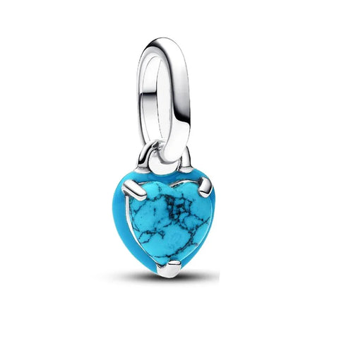 Pandora Heart Shaped Turquoise Stone Charm With Cyan Accent