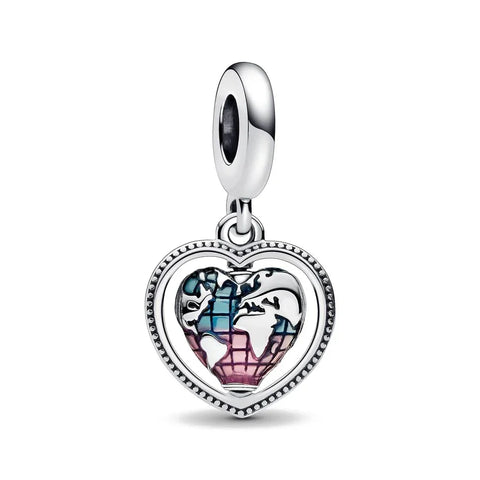 Heart Shaped With Blue And Pink Charm - Heart Shaped With Blue And Pink Charm