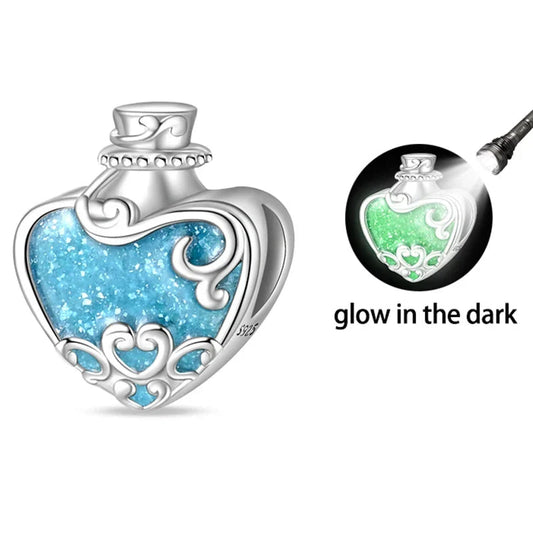 Heart Shaped With Blue Glow In The Dark Charm