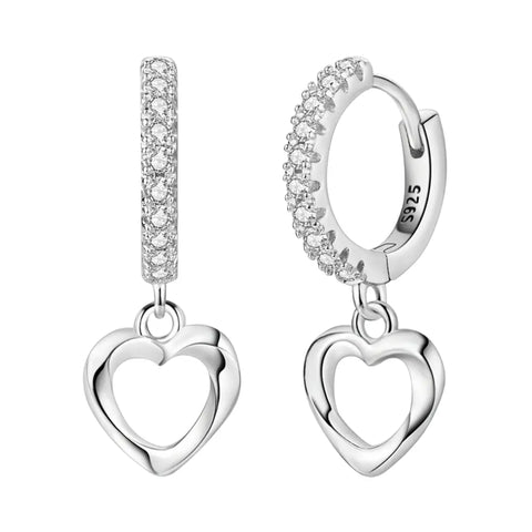 Heart Drop Hoop Earrings - Heart Drop Hoop Earrings