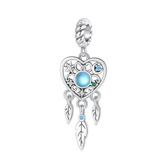 Heart Shaped Dream Catcher Dandle Charm - Heart Shaped Dream Catcher Dandle Charm