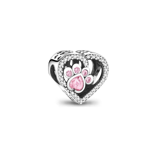 Heart Shaped Openwork Paw Charm