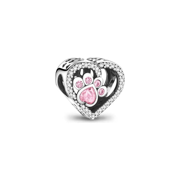 Heart Shaped Openwork Paw Charm - Heart Shaped Openwork Paw Charm