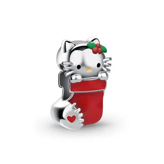 Hello Kitty Christmas Charm Red Accent Charm - Compatible with Pandora Bracelets