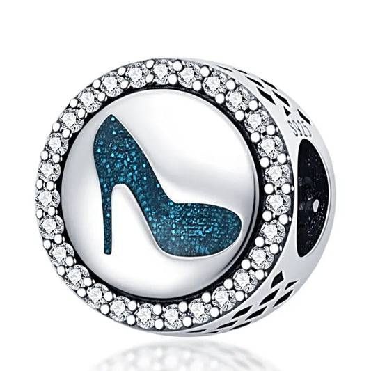 High Heels Blue Silver Charm