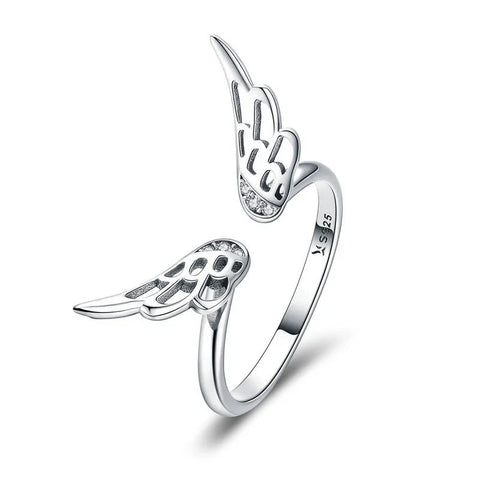 Angel Wings Silver Open Ring - Angel Wings Silver Open Ring