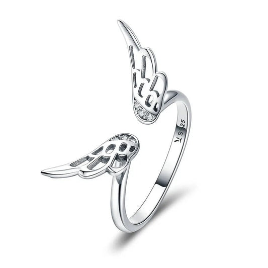 Angel Wings Silver Open Ring