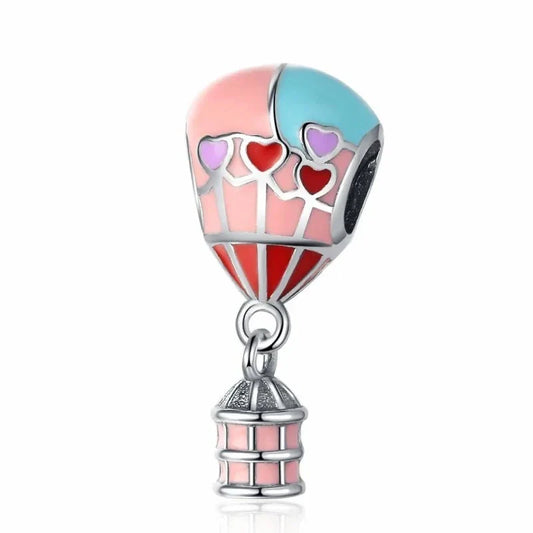 Hot Air Balloon With Hearts Charm