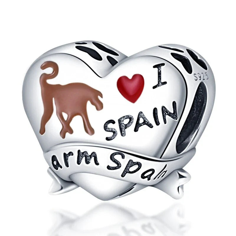 I love spain heart charm