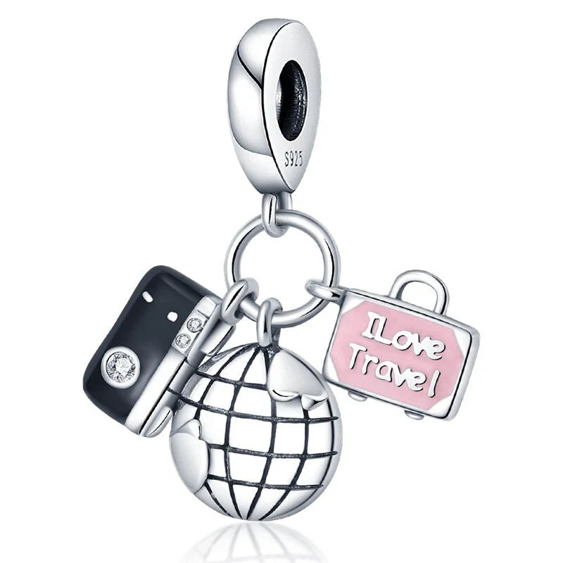 I love travel Awaits Globe Charm