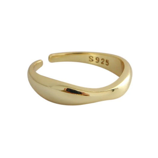 Minimalist Gold Wave Open Ring