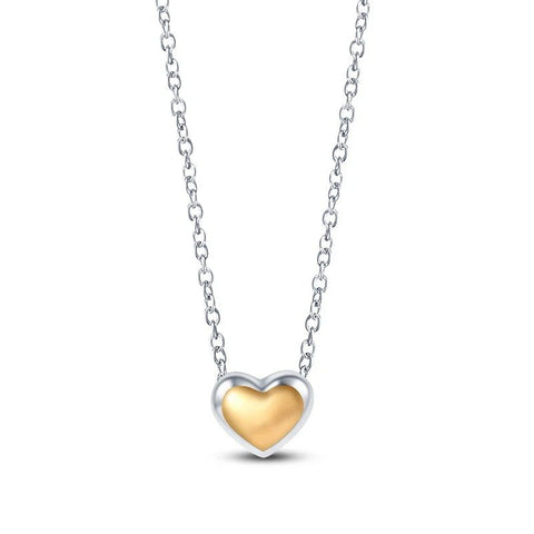 Gold Heart Pendant Necklace with Sterling Silver Chain - Gold heart pendant necklace with sterling silver chain.