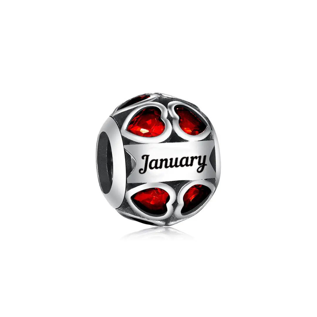 January Birthstone Heart Charm