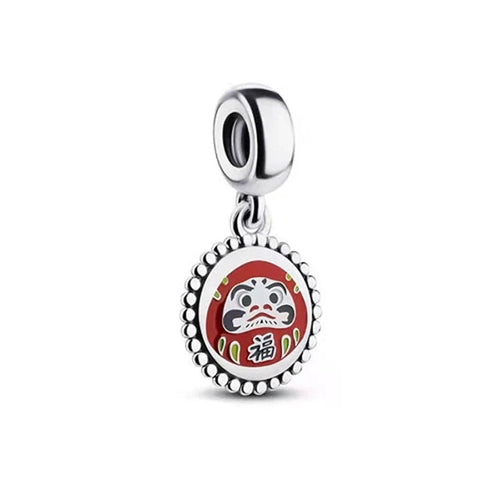 Japanese Doll With Red And White Design Charm - Japanese Doll With Red And White Design Charm
