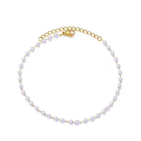 Minimalist Pearl Ankle Gold Bracelet - Minimalist Pearl Ankle Bracelet