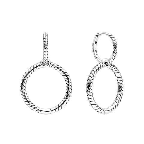 Sterling Silver Double Circle Drop Earrings Pave Crystals - Sterling silver double circle drop earbands with pave crystals, featuband an intricate.