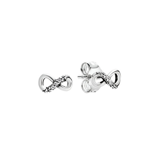 Sterling silver infinity stud earbands with sparkling crystals, featuband a delicate.