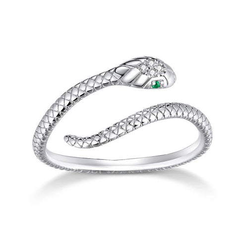 Silver Serpent Ring Crystal - Snake Open Ring - Silver Serpent Ring Crystal - Snake Open Ring